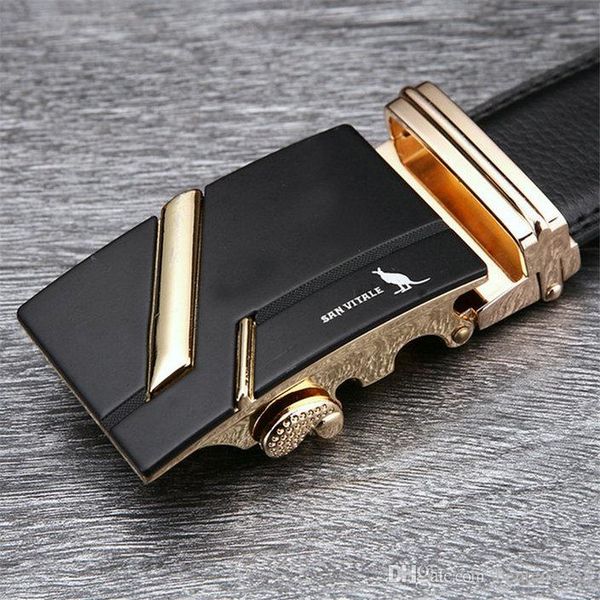 

new famous brand belt men 100% good quality cowskin genuine luxury leather men's belts for men,strap male metal automatic buckle belt, Black;brown