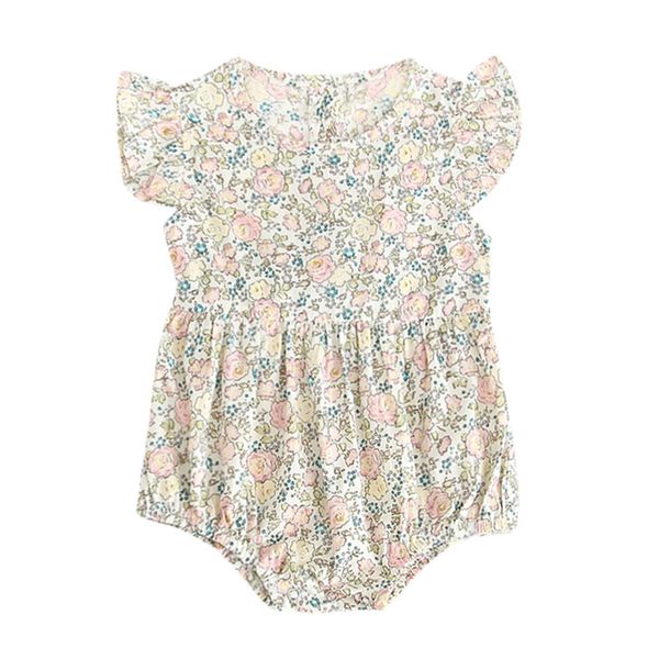 

newborn baby girl short sleeve flowers romper outfits clothes, Blue