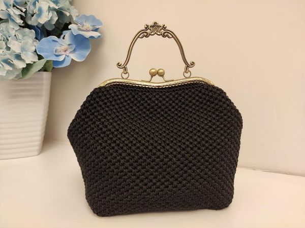 

черная винтажная вязаная сумка-тренд-сумочка