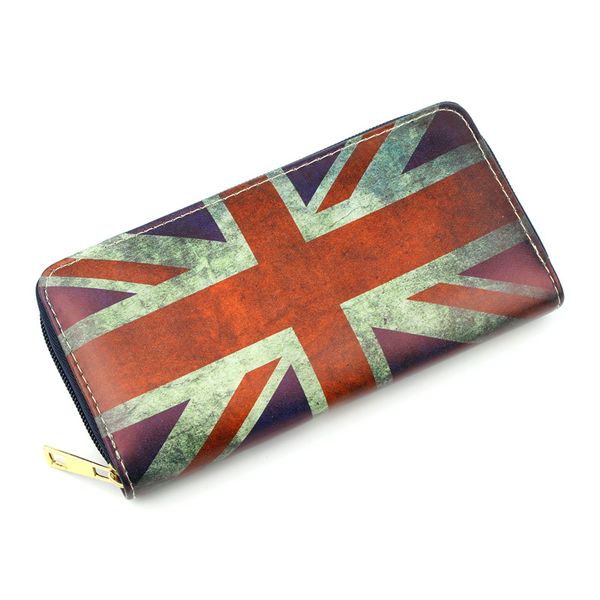 

women wallets lady purses retro uk flag pattern moneybags girls handbag coin purse long clutch wallet id cards holder burse bags, Red;black