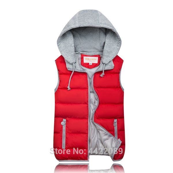

womens cotton hooded down vest winter warm jacket sleeveless waistcoat vest coats, Black;white