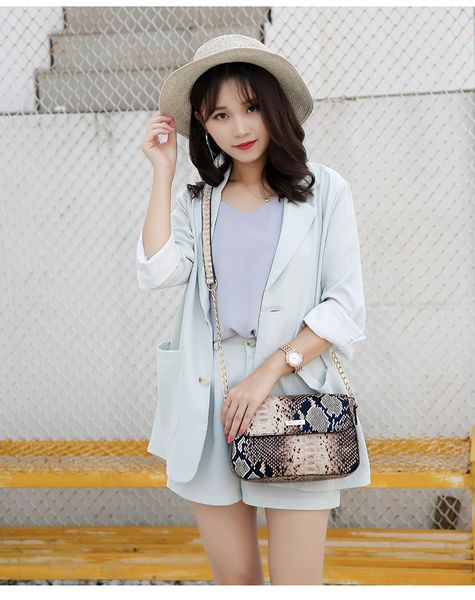 

women's hand bag european and american fashion color crocodile pattern design three-piece shoulder bag large capacity ladies bag