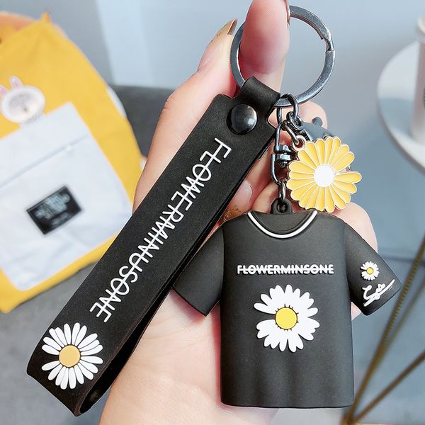 

2020 мода цветок брелок персонализированный daisy футболки модули key chain key ring для girlfriend женщины держатель аксессуар подарок, Silver