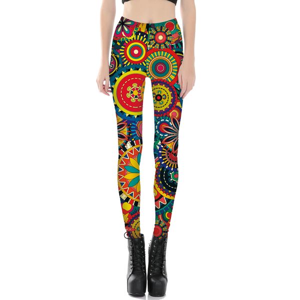 

digital printing nine-point bottom pants, Black