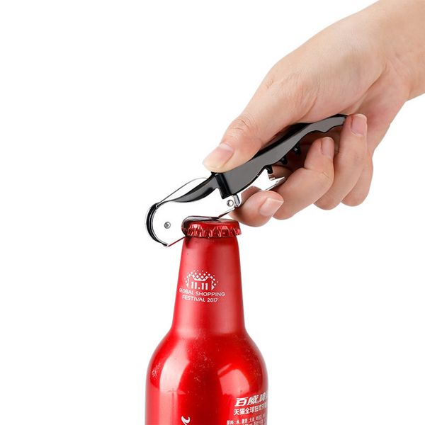 

stainless steel cork screw corkscrew multifunction wine bottle cap opener double hinge waiters corkscrew wine opener