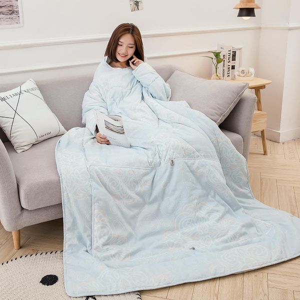 

thicken comforters lazy quilt with sleeves family blanket cape cloak nap blanket dormitory mantle covered four seasons