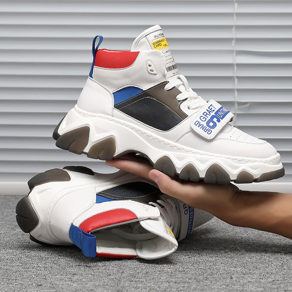 

sneakers male comfortable shoe thick platform street style youth sports shoes lace up round toe comfortable footwear leisure, Black