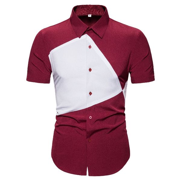 

men's casual shirts men 2021 long sleeve slim fit male cotton patchwork short, White;black