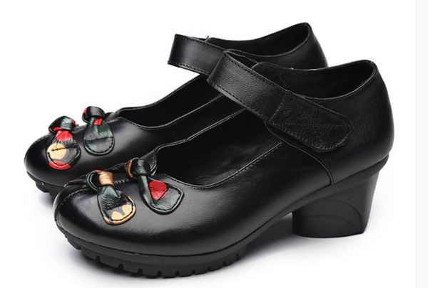 

women shoes in spring and autumn middle coarse heel@741, Black