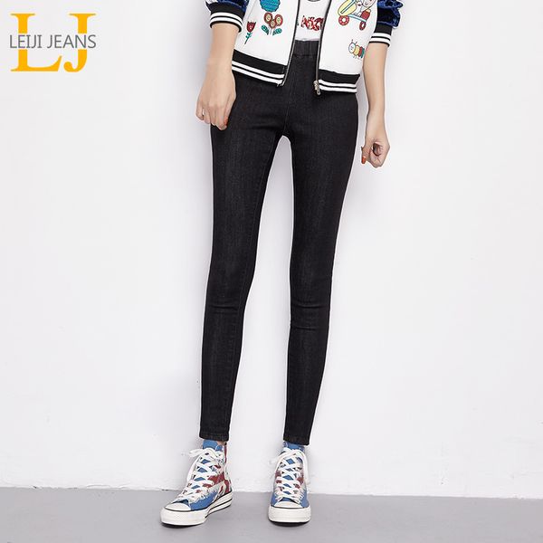 

leijijeans новое прибытие зимы ватки stretch ну плюс размер эластичный пояс два цвета женщины вскользь тощие карандаш джинсы 6268, Blue