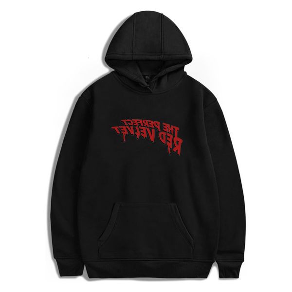

red shirt trend velvet belt cap long sleeves sweater men and women t shirts, Black