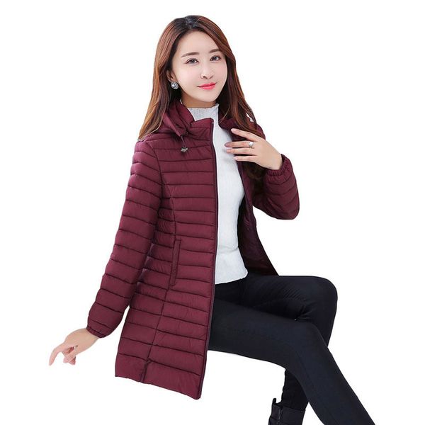 

thick warm winter coat women fashion slim black down jacket long sleeve windproof hooded coat autumn stand collar ladies outwear
