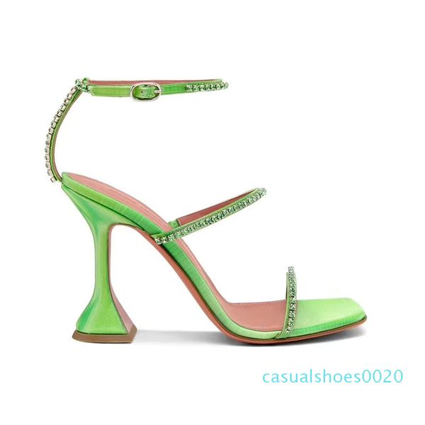 

2020 summer sandal shoe strange cup heel 3 rhinestone strap sandal spike-heels party women shoe wedding shoes c20, Black