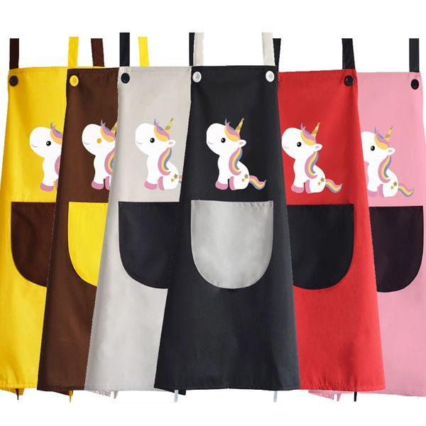 

unicorn printed aprons advertising fabric waterproof lovely creative home aprons customized cartoon personal aprons tc190410