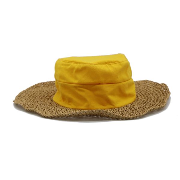 

summer hand-knitted stitching straw hat fashion basin cap outdoor sun hat casual beach empty top, Blue;gray