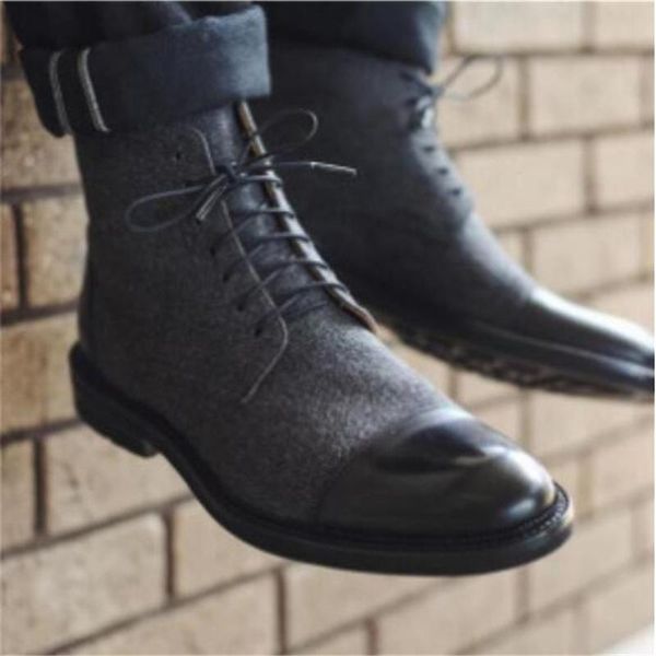 

new fashion luxury design genuine leather men ankle boots high grade lace-up men dress shoes black brown basic boots men 48 c04