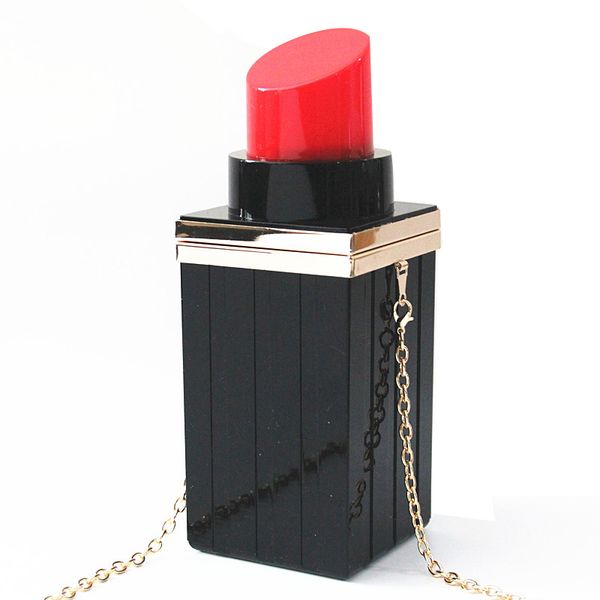 

personality black lipstick shape acrylie wedding party clutch evening bags fashion women shoulder crossbody bag purses