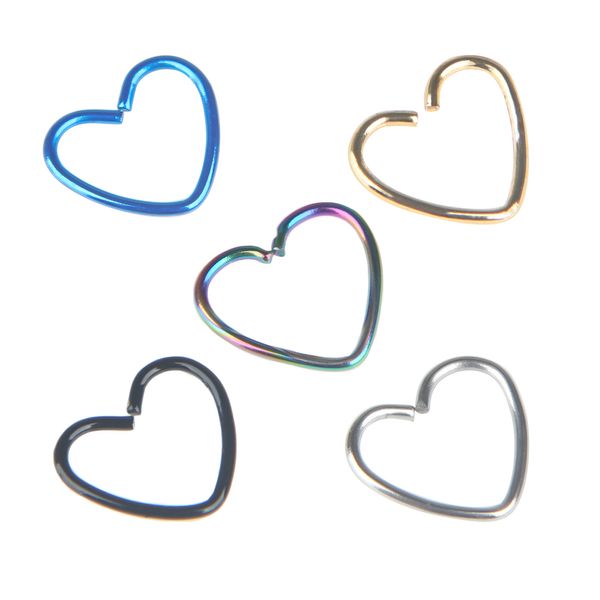 

2pcs surgical steel heart ring piercing hoop helix cartilage tragus daith earring for girls trendy ear-ring party accessories, Golden;silver