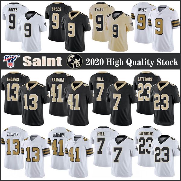 

9 drew brees new orleans saints football jerseys 41 alvin kamara 13 michael thomas 7 taysom hill 23 marshon lattimore stitched, Black;red