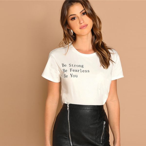 

woman shirt women designer clothes highstreet white rolled up sleeve be fearless print pullovers tee casual women modern lady tshirt top
