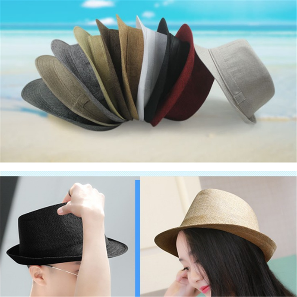 

1pc fashion sun jazz gangster panama cap men women trilby fedora summer beach hat, Blue;gray