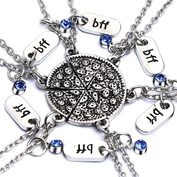 

pizza necklace friend forever pendant european and american simple fashion style design six sets of good friends to share, Silver