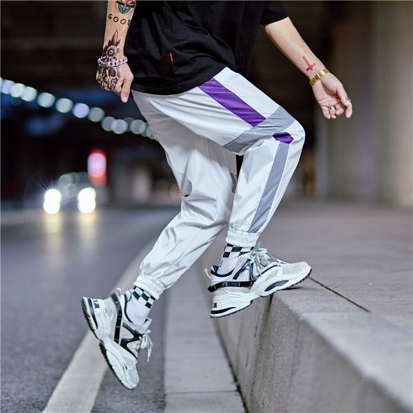 

мужчины повседневные брюки качественный бренд мужчины улица хип-хоп шнурок брюки мода мужской тонкий раздел удобные спортивные брюки, Black