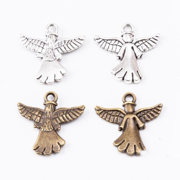 

50pcs/lot 20*20mm cute angel wings jewelry charms classical vintage silver bronze alloy necklace bracelet earring pendants, Bronze;silver