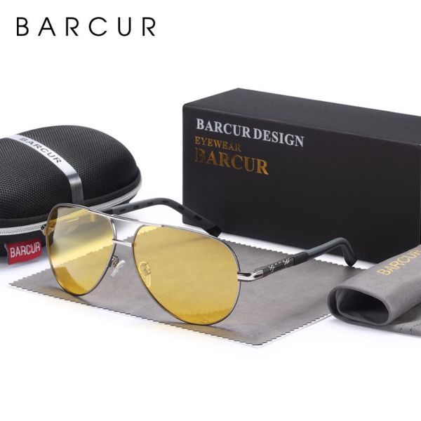 

barcur aluminum magnesium night vision sunglasses male fashion night vision accessories for men, White;black