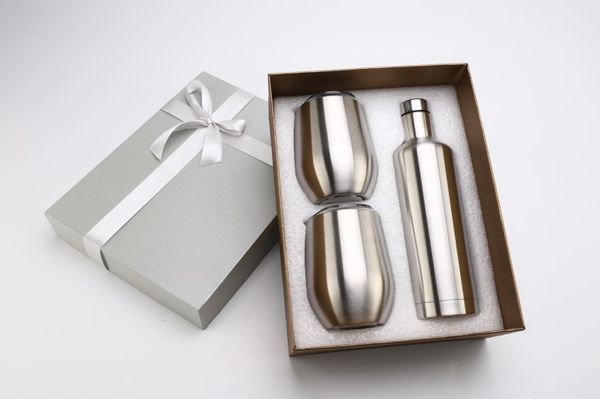 

500 мл бутылки вина 12oz яйцо красное вино стекла коробка подарка набор двойной нержавеющей стали вакуумный стакан воды стакан a04