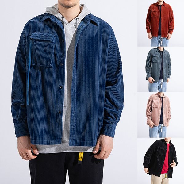 

men jackets autumn fashion coat casual solid long sleeve solid corduroy casual blouse chaqueta hombre veste homme #2435, White;black
