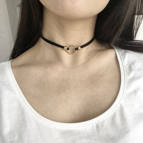 

pendant necklace maxi statement chokers women 2017 jewelery women neck strip chains metal circle locks chains, Silver