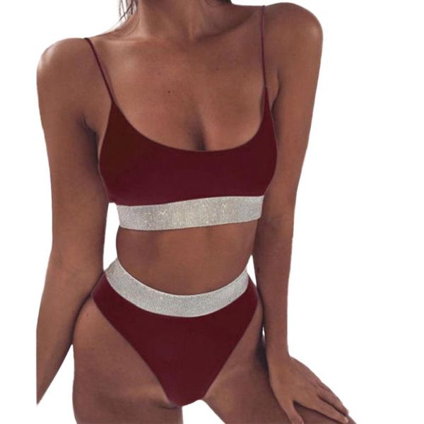 

women solid bikini set swimming two piece swimsuits swimwear beach suit women swimsuit plus size two-piece suit c30618, White;black