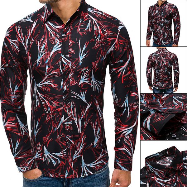 

men's dress shirts expert autumn man long sleeve flower shirt cs70, White;black