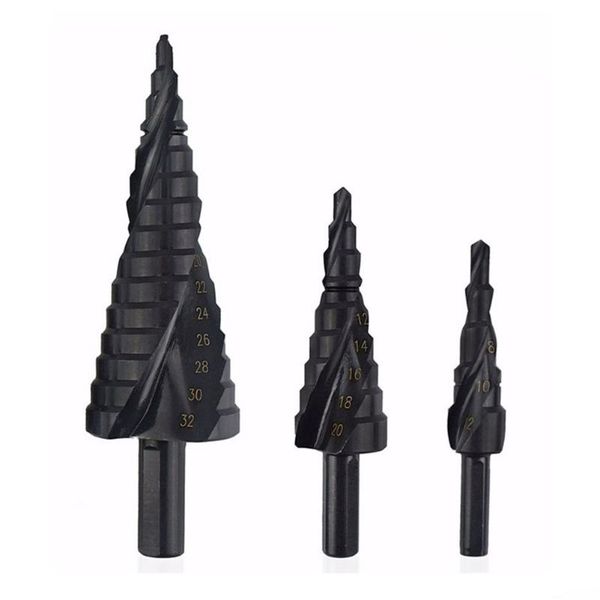 

3pcs metal hole cutter drill bit power tools nitride step set cone high-speed steel spiral groove