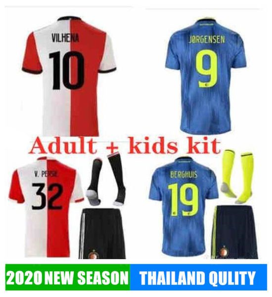 

2020 feyenoord 2019 soccer jerseys 11 larsson 32 v.persie 19 berghuis 10 vilhena 9 jorgensen shirts football calcio sport kid kits, Black;yellow