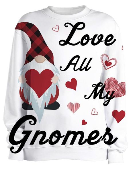 

men's hoodies & sweatshirts valentine's day love all my gnomes blouse 3d digital polyerster men sportswear workout cotton smooth, Black
