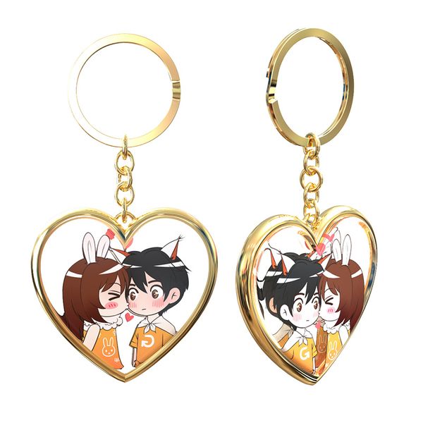 

2020 vograce oem cartoon anime acrylic keychain wholesale transparent epoxy metal frame keychains for promotional, Silver