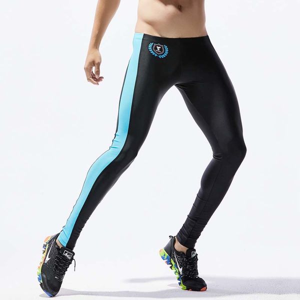 

men sports running tights compression pants men bodybuilding jogging leggings fitness gym clothing sport leggings trousers, Black;blue