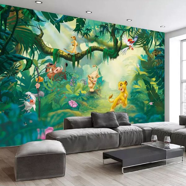 Personalizado foto papel de parede 3d animal desenhos animados floresta árvores fundo parede pintura decorativa quarto quarto quarto mural papel de parede