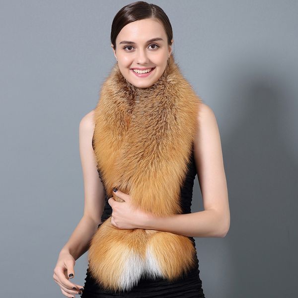 

cx-s-28d natural color luxury winter warm women neck real fox fur scarf