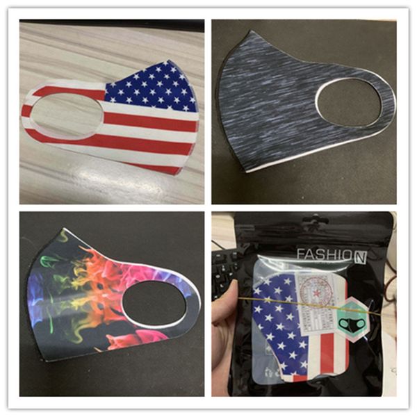 

summer tie-dye camouflage flag printing luxury face mask breathable dustproof protective masks washable reusable face cover d62805, Black;white