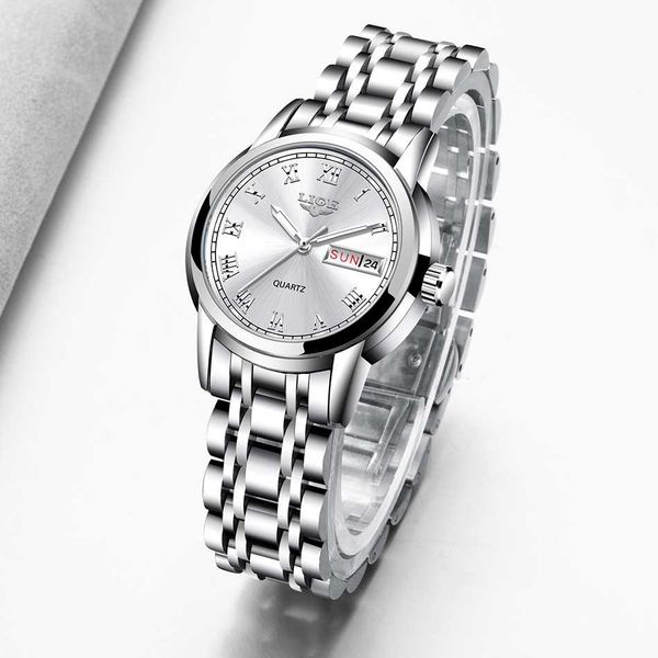 

lige 2019 new gold watch women watches ladies creative steel women's bracelet watches female waterproof clock, Slivery;brown