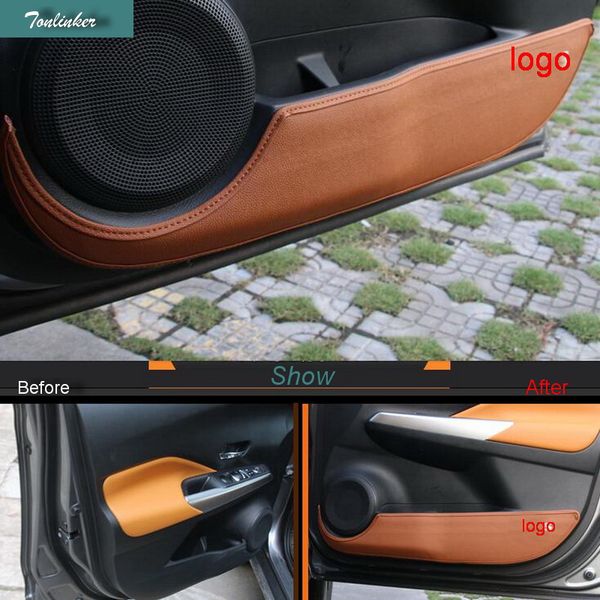 Tonlinker Interior Car Door Anti Dirty Pad Cover Stickers For Kicks 2017 Car Styling Pu Leather Cover Sticker Fan For Car Interior Floor Mats And Seat