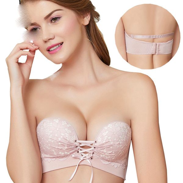

Strapless Bra Push Up Sexy Lace Bra Strapless Bralette Lace Bralette Top Invisible Bra Cotton Wire Free, Black