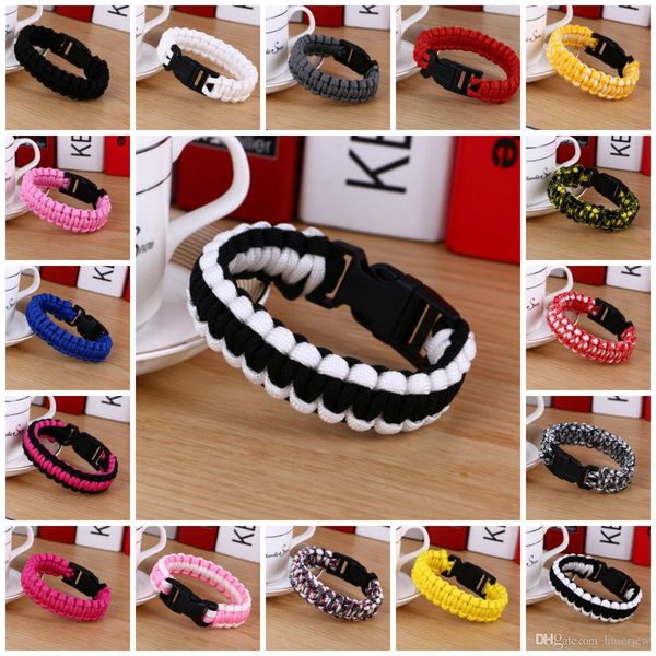 

браслет довольно 19 цветов восхождение веревка шнур выживания браслеты для женщин открытый браслеты paracord мужчины надеюсь браслеты любовь, Golden;silver