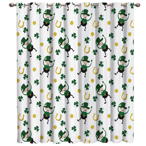 

st. patrick's day gold coin horseshoe motif room curtains large window window curtains dark blackout bedroom fabric