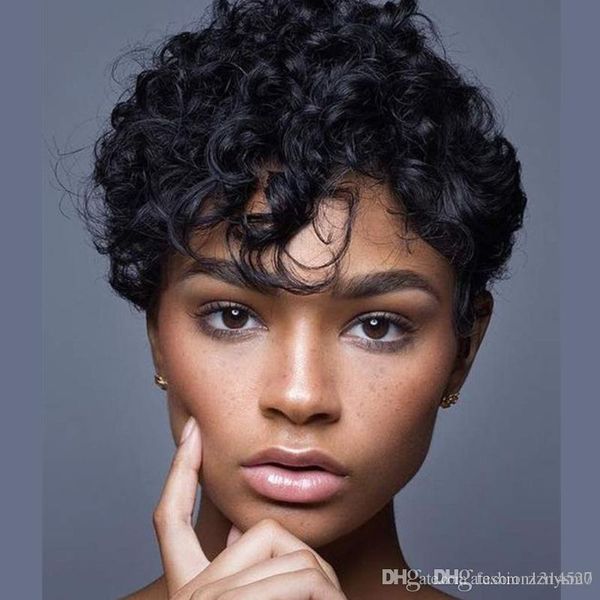 

wig european and american black fashion short hair handsome lady wig wig short curly hair chemical hair