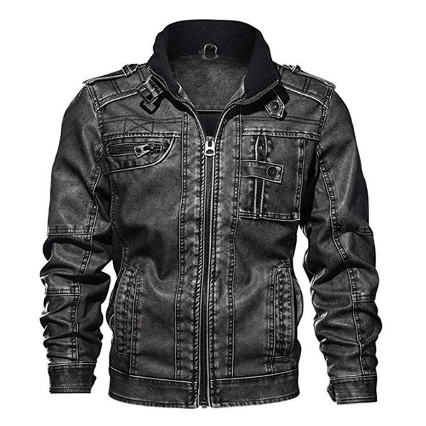 

6xl men's pu jacket leather coat pring autumn slim fit faux leather motorcycle jackets male coats brand clothing khaki,2805, Black