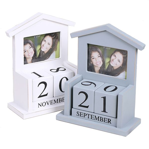 

vintage wood p frame w/ perpetual calendar house design deskpainting picture frame home art decor wedding birthday gifts